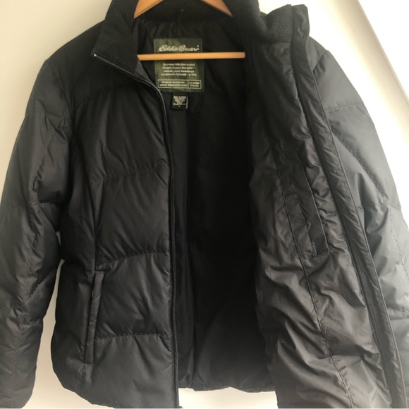 Eddie Bauer PREMIUM goose down winter black jacket Sz L - Picture 7 of 12
